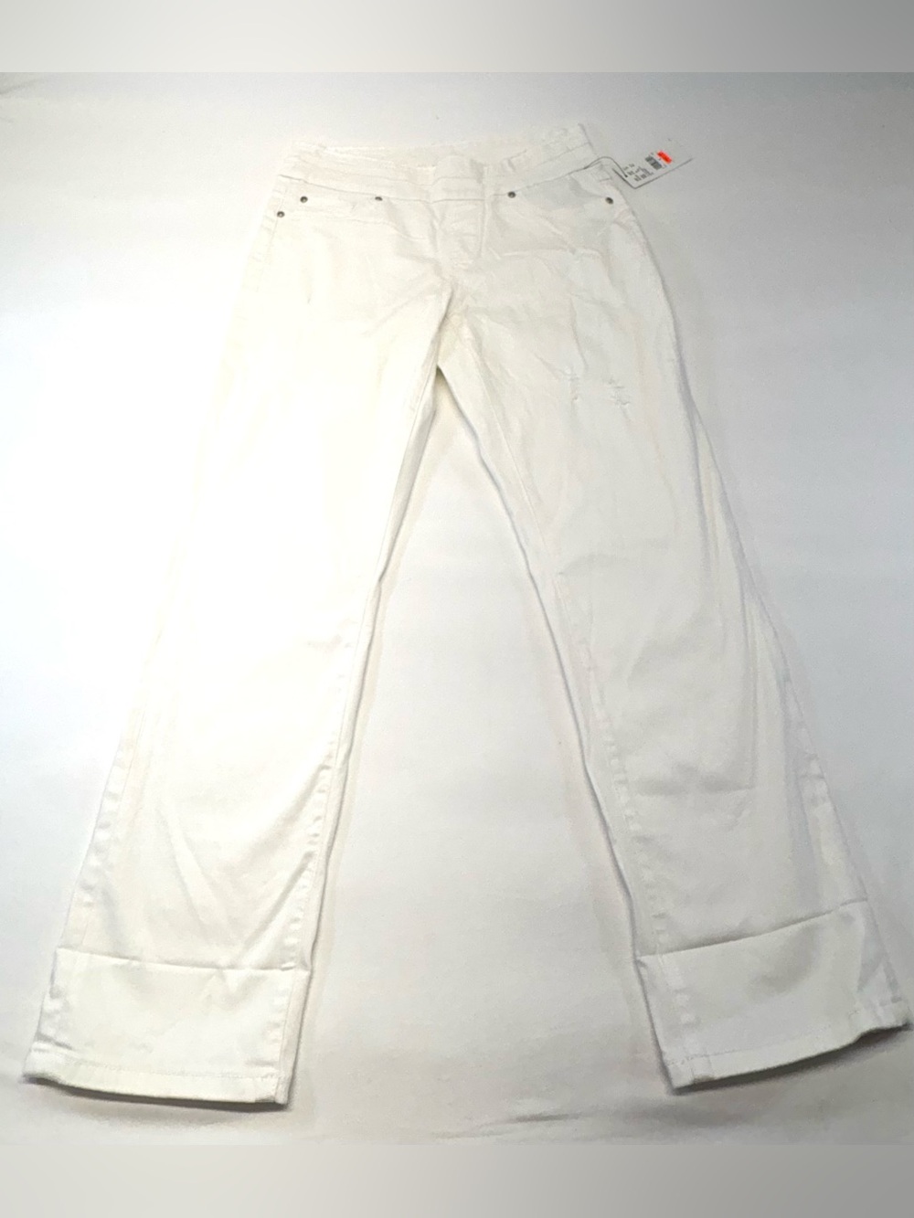 Tribal White Cuffed Ankle Crop Wide Leg Jeans Size 8 NWT Laura